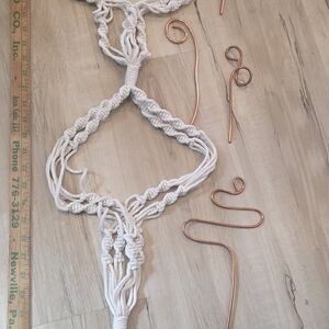 Handmade Macramé Plant Hanger with 12 Copper Plant Stakes